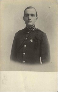 US Military Officer Crisp View of Medals on Jacket c1915 Real Photo Postcard