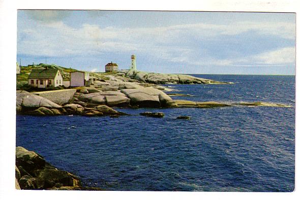 Lighthouse from a Distance, Peggy's Cove, Nova Scotia, Split Ring Cancel