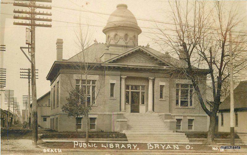 Beach Bryan Ohio Public Library C-1910 RPPC real photo postcard 10497