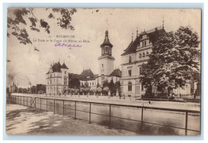 1922 La Poste Et Le Canal Du Rhone Au Rhin Mulhouse France Postcard 