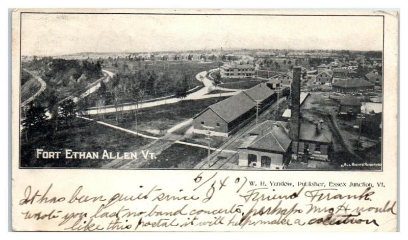 1907 Fort Ethan Allen, VT Postcard
