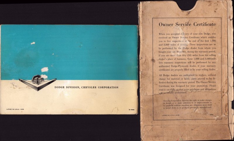 1955  Dodge  Chrysler  Owner's Manual   8 x 5