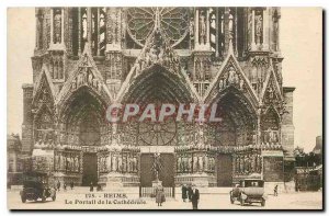 Old Postcard Reims Cathedral of the portal