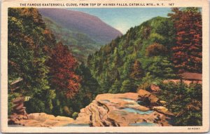 USA Kaaterskill Clove Haines Falls Catskill Mts New York Linen Postcard 02.74