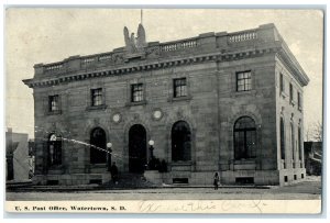 1916 US Post Office Exterior Building Watertown South Dakota SD Vintage Postcard