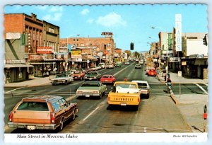 MOSCOW, Idaho ID ~ Stores MAIN STREET Scene c1970s Latah County  4x6 Postcard 