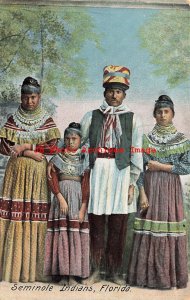 Native American Seminole Indian Family in Florida, Hugh C. Leighton No 7712