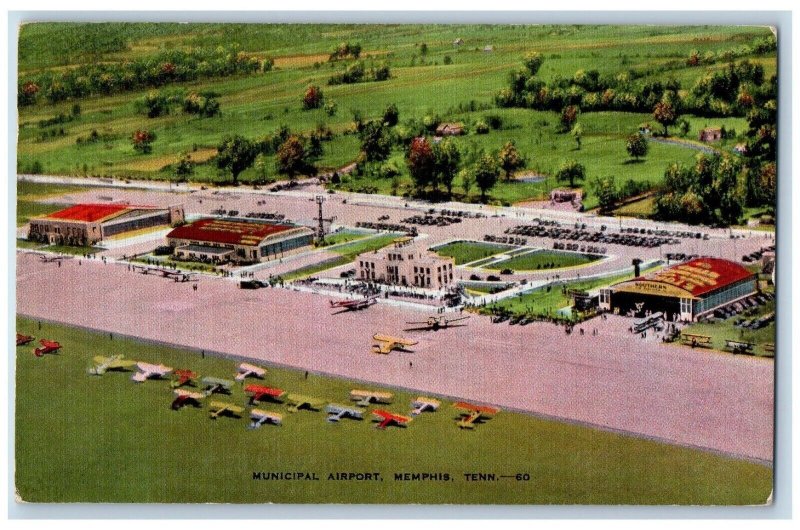 Memphis Tennessee Postcard Municipal Airport Exterior View c1949 Vintage Antique