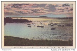 Hand-Colored, Sailboats at sunset, Perce Rock  from Belle Anse, Province of Q...