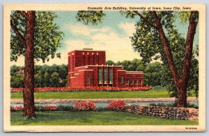 Iowa City~Exterior Of Dramatic Arts Bldg @ University Of IA~Vtg Linen Postcard