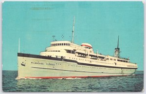 S.S. Milwaukee Clipper Great Lakes Luxury Liner Chrome Postcard WI MI
