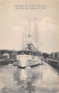 Boston Massachusetts Navy Yard Ship in New Dry Dock Vintage Postcard AA17553