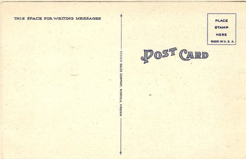 1940's Coast Guard Station, Virginia Beach, VA Cars People Linen Postcard