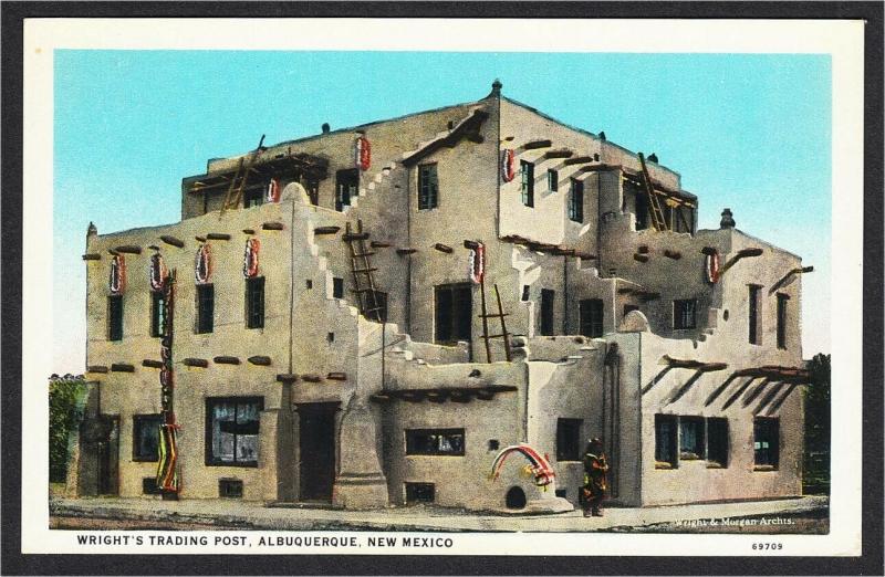 Albuquerque NM Wright’s Indian Trading Post White Border Postcard c.1920s