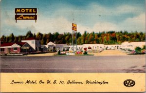 Linen Postcard Sumac Motel on U.S. 10 in Bellevue, Washington