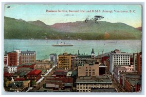 Vancouver BC Canada Postcard Business Section Burrard Inlet RMS Aorangi 1931