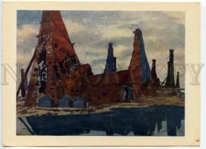 488738 USSR 1967 OSTROUMOVA-LEBEDEVA Baku Bibi-Heybat oil rigs poster RUSSIA