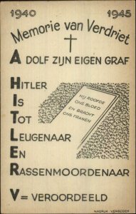 Anti Germany Grave of Adolf Hitler Comic Poem Dutch Postcard c1945