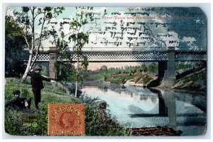 1908 River Yarra and Hawthorn Bridge Melbourne Australia Posted Postcard