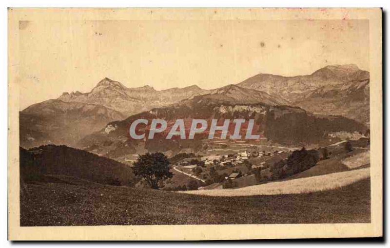 Old Postcard Notre Dame de Bellecombe and Mount Charvin seen from Cheloup