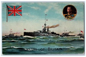 1915 Bulwarks Of Britain Steamer Ship HM King George V. Canada Antique Postcard 