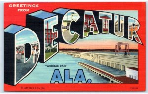 Large Letter Linen~ MUSCLE SHOALS, AL c1940s Curt Teich Colbert County Postcard