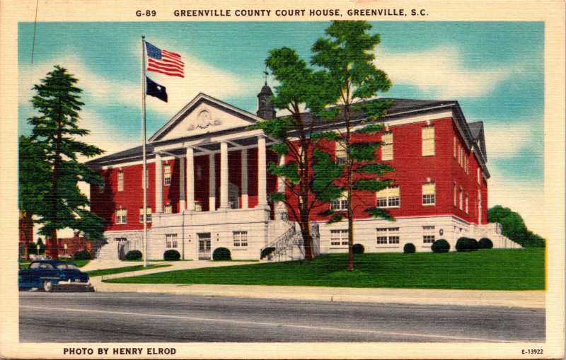 Greenville SC County Court House Postcard unused 1930s/40s