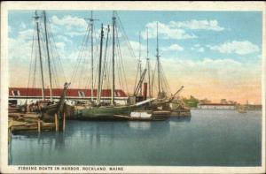 Rockland ME Fishing Boats in Harbor c1920 Postcard