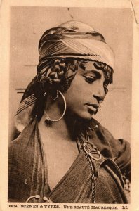 Algeria Scenes & Types Mauresque Beauty Native Girl Vintage Postard 03.66
