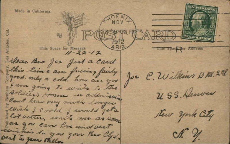 Phoenix AZ Birdseye View 1912 Used Postcard