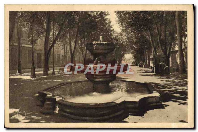 Old Postcard Aix en Provence B of A fountain of Canons 9 Cours Mirabeau