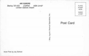 Airplane Postcard Air Europe Boeing 737-4S3 G-BPKE MSN 24167  London Airport  