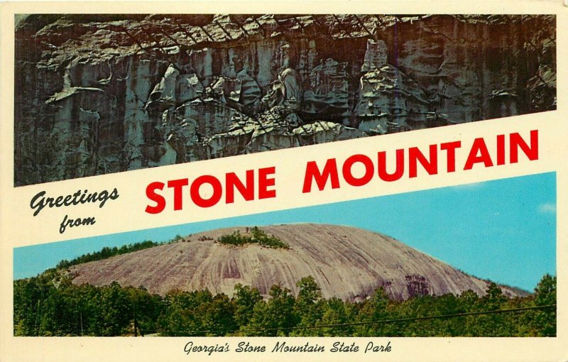Stone Mountain Unfinished Confederate Memorial Robert E Lee Georgia GA Postcard