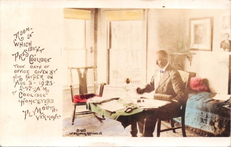 PLYMOUTH VT~WHERE PRESIDENT CALVIN COOLIDGE TOOK OATH-1923 REAL PHOTO POSTCARD