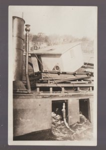 Kaukauna WISCONSIN RPPC c1915 STEAMER WRECK Steamboat Marston nr Appleton #5