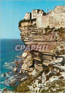 Postcard Modern Bonifacio Cosre Ile de Beaute Cliffs and Old Town