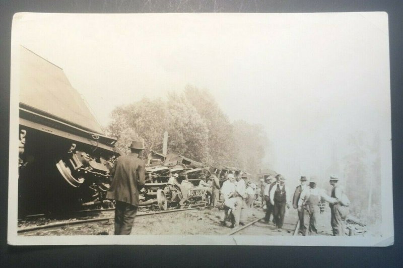 Mint Vintage Aftermath of Railroad Disaster Real Photo Postcard RPPC