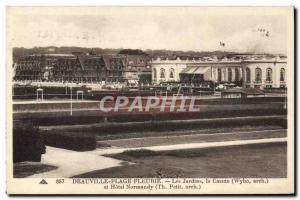 Old Postcard Deauville Fleurie Beach Gardens Casino and Hotel Normandy