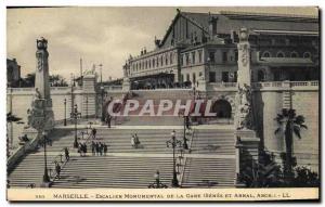 Old Postcard Marseille Escalier Monumental De La Gare