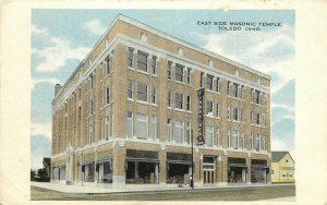 c1920 Postcard; East Side Masonic Temple, Toledo OH, Finkbeiner's Furniture