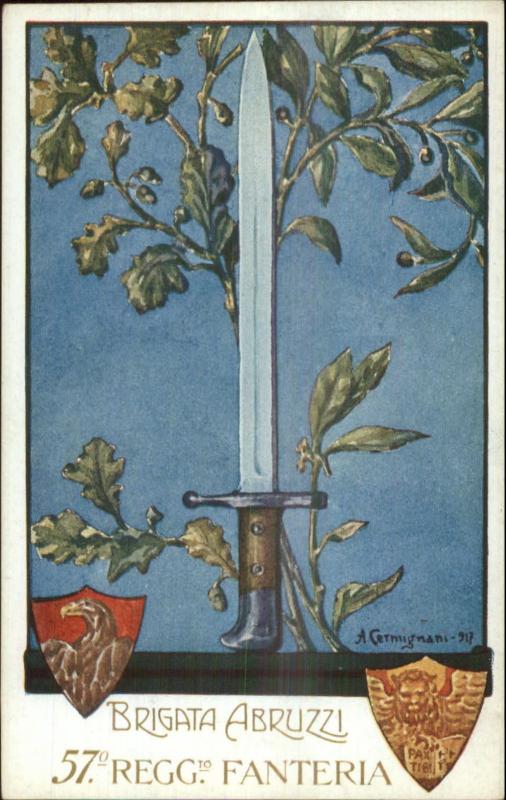 Italy Military Poster Art Sword Brigata Abruzzi 57th Regg Fanteria CERMIGNANI