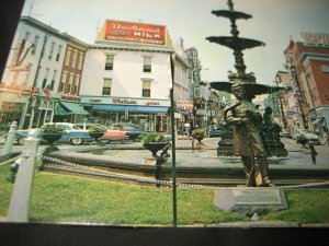 1950s Memorial Fountain Public Square Chambersburg PA Civil War Antique Postcard