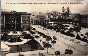 Brazil Rio De Janeiro Place 15 dse Novembro Vintage Postcard C105