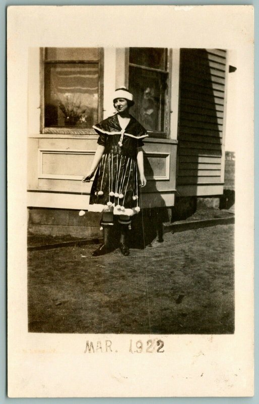 RPPC 1922 Girl in Fashion Statement~Not Quite A Flapper~Hanging Bobs~Head Band