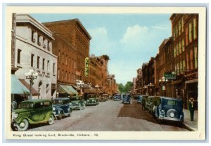 c1940's King Street Looking East Brockville Ontario Canada Vintage Postcard