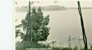 Postcard RPPC View of Campbell Lake in Hesperia, MI.      T9