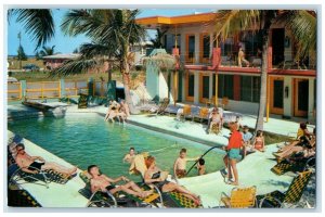 1960 King Cole Motel Thomas Street Corner Pool Hollywood Beach Florida Postcard