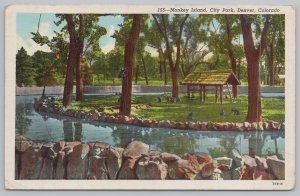 State View~Monkey Island City Park~Denver Colorado PM 1943~Vintage Postcard