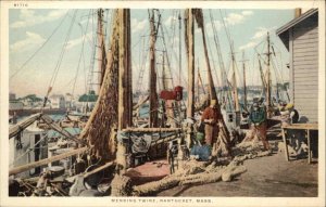 Nantucket Mass MA Ship Builders Mending Twine c1910 Vintage Postcard