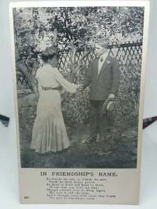 Antique Friendship Postcard Relationship Break Up Divorce Remain Friends 1913